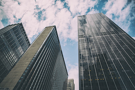 Low perspective shot of some of the many skyscrapers in Manhattan, New York City. Image captured with a Canon 5D thumbnail