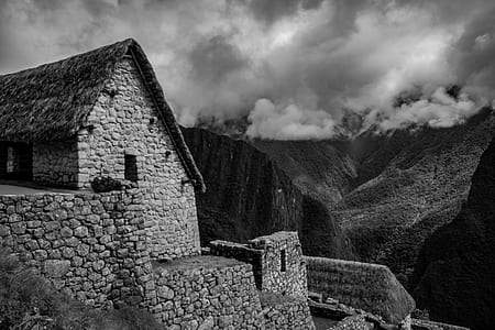 grayscale photograph of concrete house thumbnail