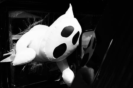 white and black ghost halloween decor thumbnail