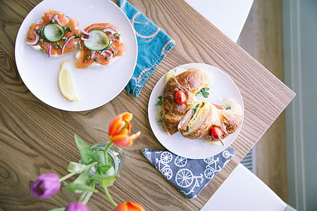 bread, food, plate, flowers thumbnail