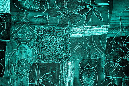 green and white floral textile thumbnail
