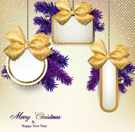 Christmas bow with tags design vectors eps file