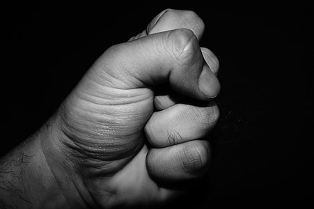 grayscale photography of left closed fist thumbnail