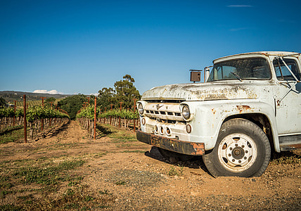 classic white truck on farm during daytime thumbnail