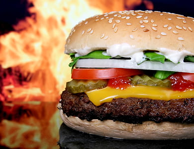cheese burger with onion and tomato thumbnail