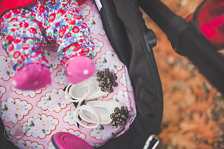 baby's black and pink stroller thumbnail