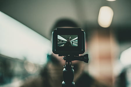 Black Action Camera With Stand thumbnail