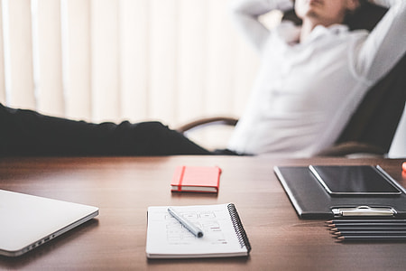 Man Relaxing in Office With Legs Up: All Work Done thumbnail