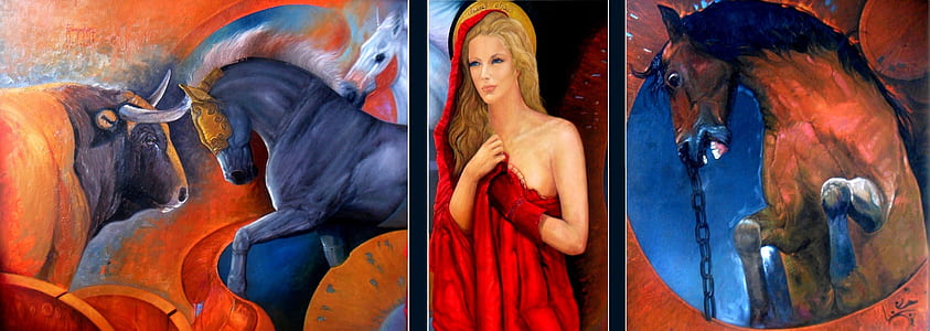 woman and horse painting collage thumbnail