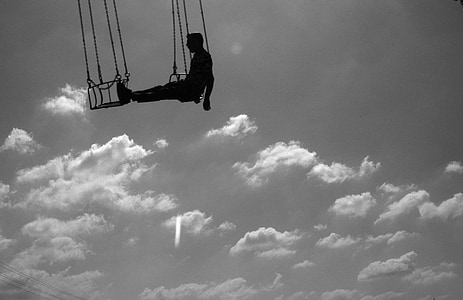 silhouette of man hanging on air thumbnail