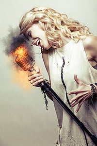 blonde haired female in white dress thumbnail