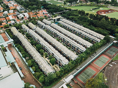 aerial photography of white houses thumbnail