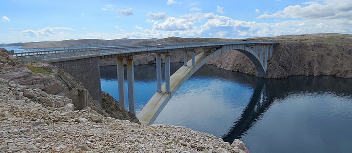 gray arch bridge under blue sky thumbnail