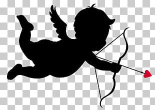 Cupid Valentine's Day , Cupid Silhouettes , silhouette photo of angel holding bow with arrow PNG clipart