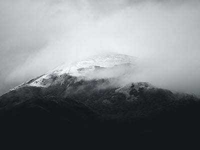 mountain peak grayscale photo thumbnail