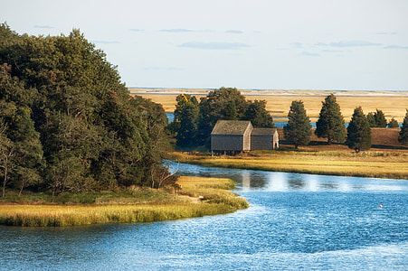 River, landscape, and house at Cape Cod, Massachusetts thumbnail