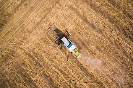 Combine Harvester at Work from Bird’s Eye View thumbnail