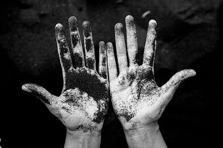 grayscale photo of person's hand thumbnail