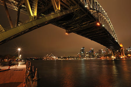 suspension bridge during nighttime thumbnail
